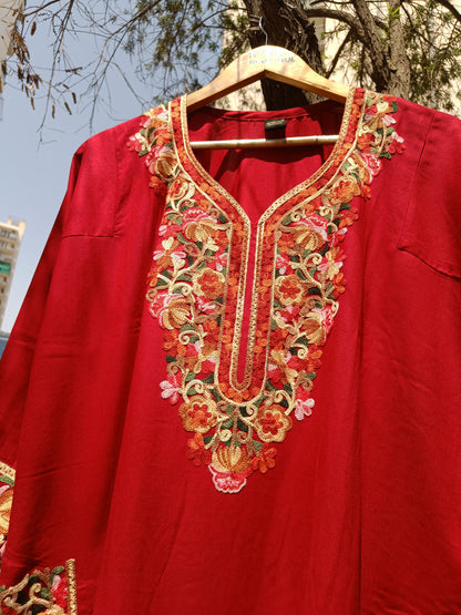 Red Kashmiri Phiran Kurta