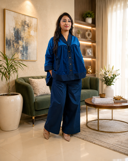 Blue Cotton Poplin Co-ord Set