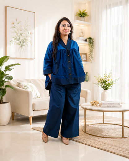 Blue Cotton Poplin Co-ord Set