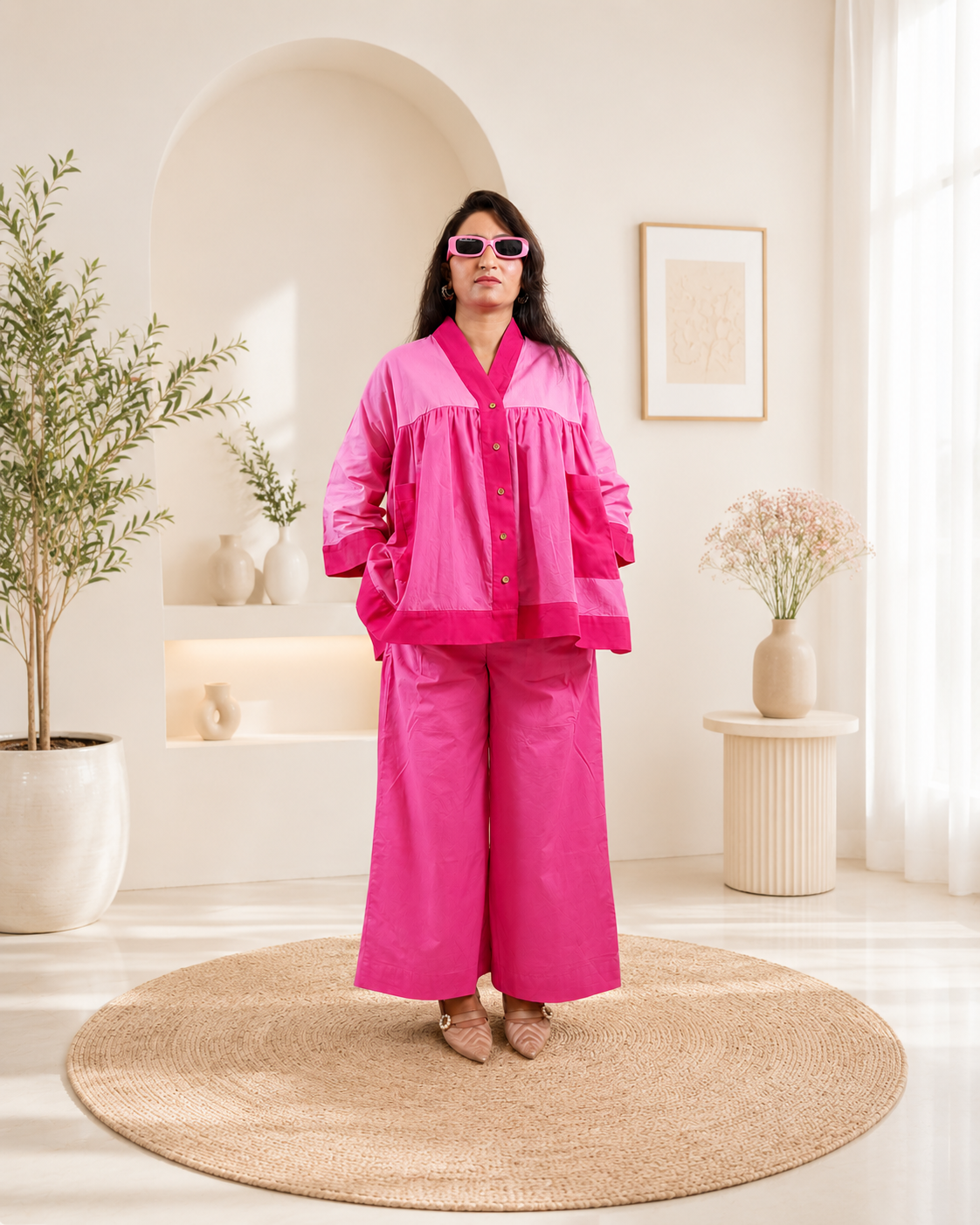 Pink Cotton Poplin Co-ord Set