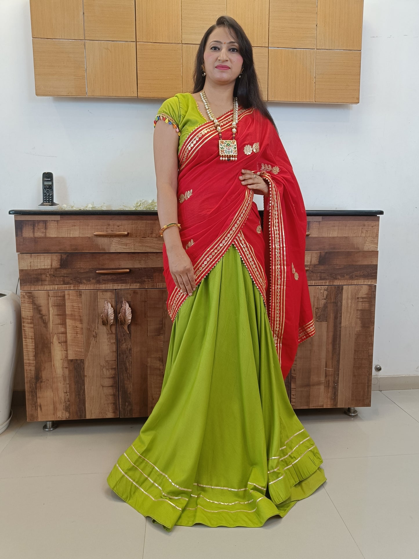 Gherdar Green Dandiya Lehanga ( set of 2 )