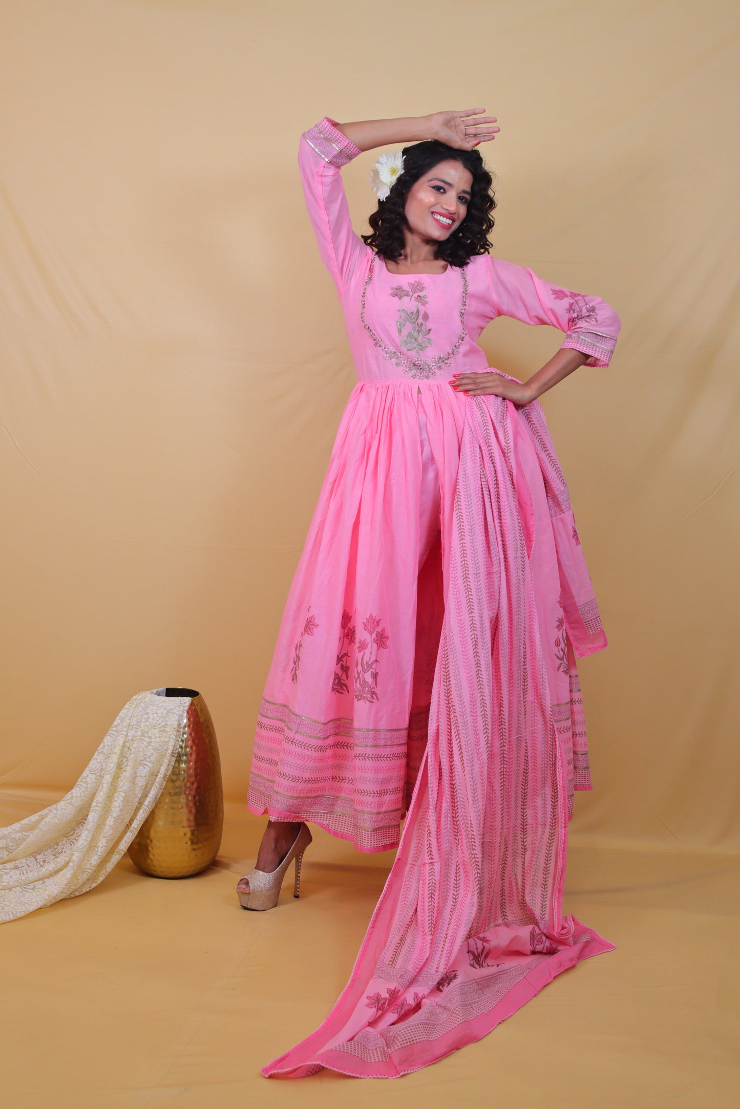 Pink Long Anarkali Dress