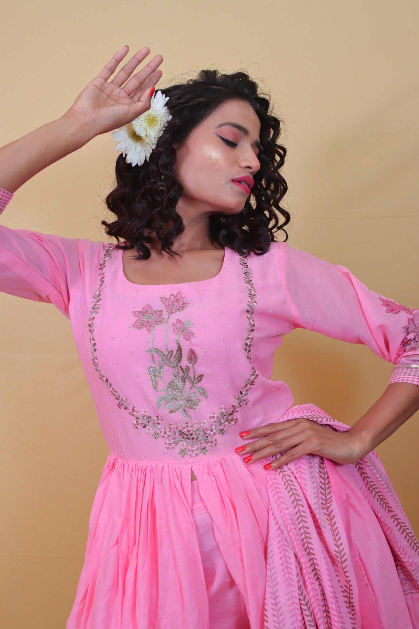 Pink Long Anarkali Dress