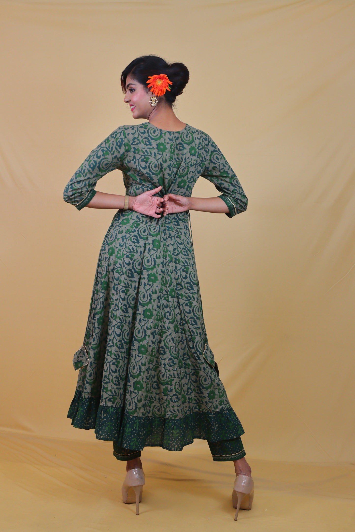 Bottle Green ( Set of 3 ) Anarkali Dress