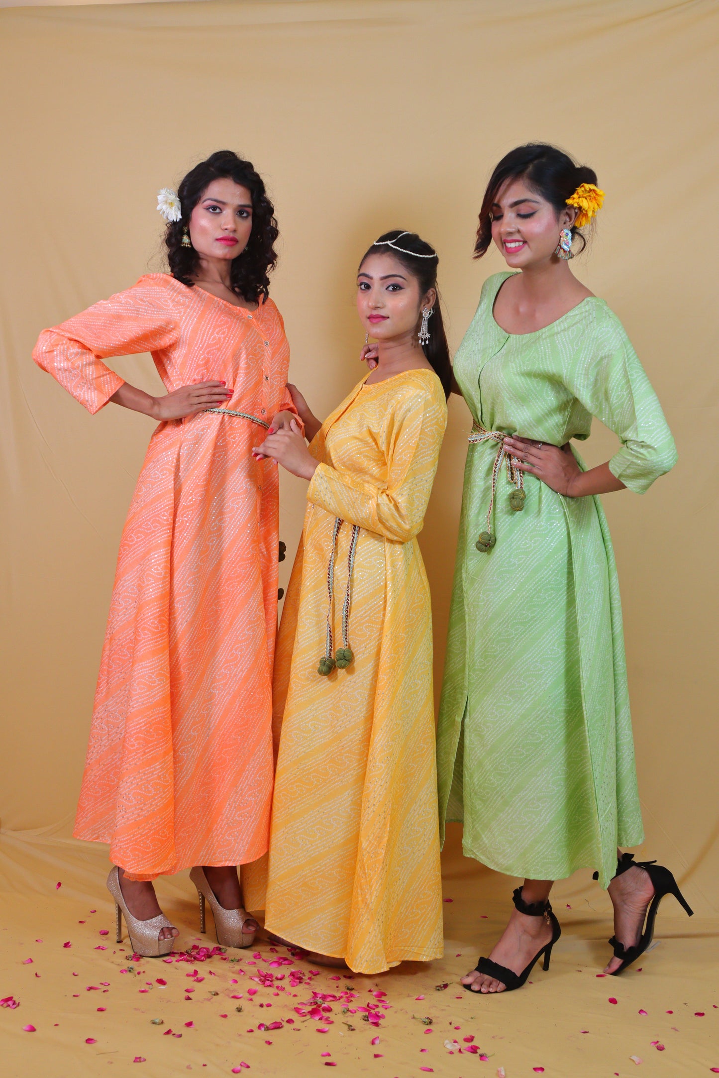 Peach A-line Anarkali (Set of 3)