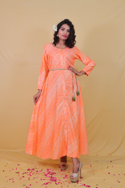 Peach A-line Anarkali (Set of 3)