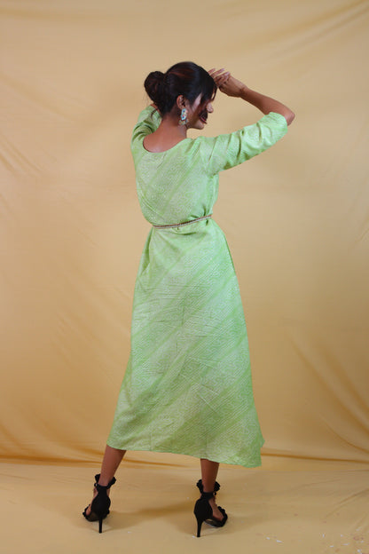 Green A-line (set of 2) Anarkali dress