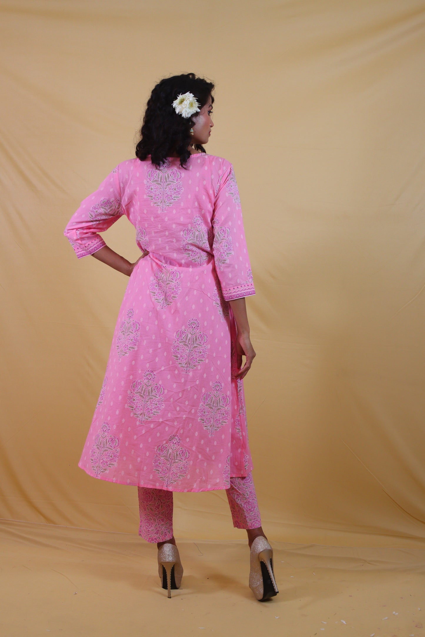 Pink A-Line Designer ( Set of 3 ) Anarkali Dress