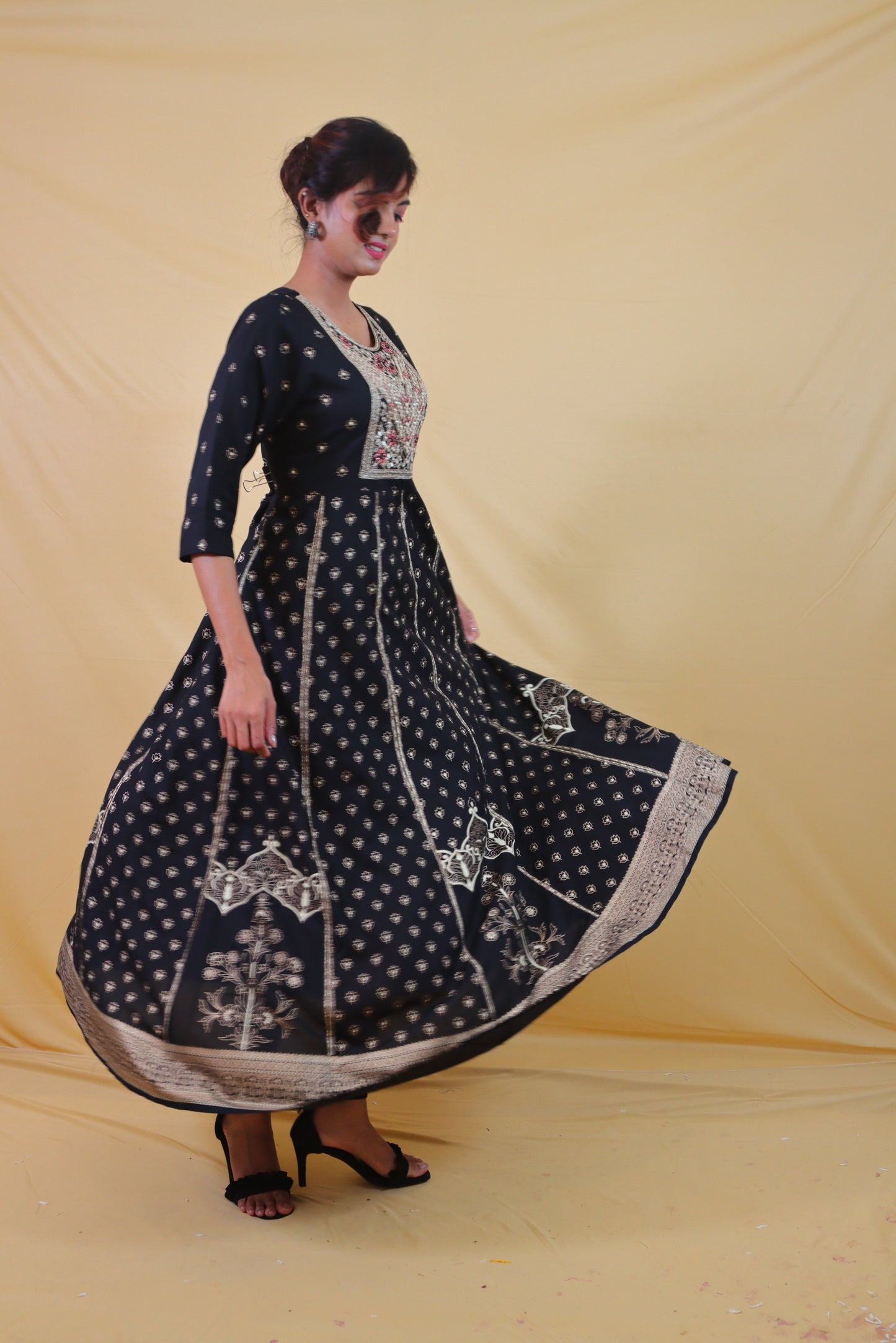 Black Long Anarkali Dress