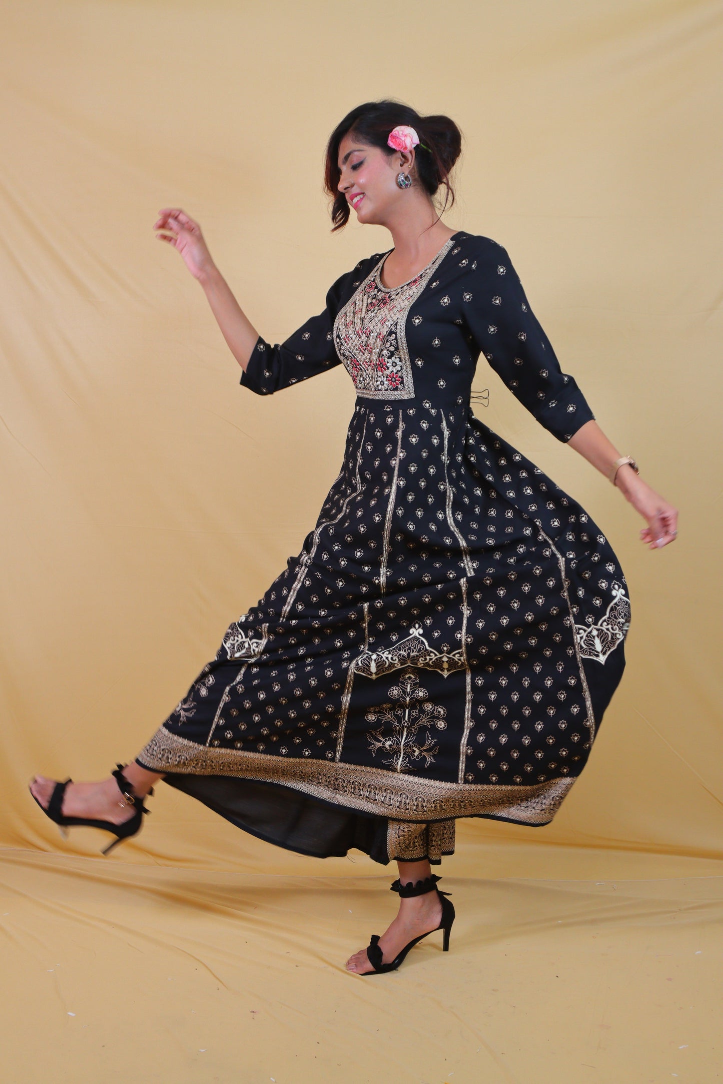 Black Long Anarkali Dress