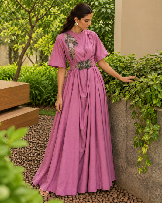 Rangraaz Lilac Indowestern Drape Dress