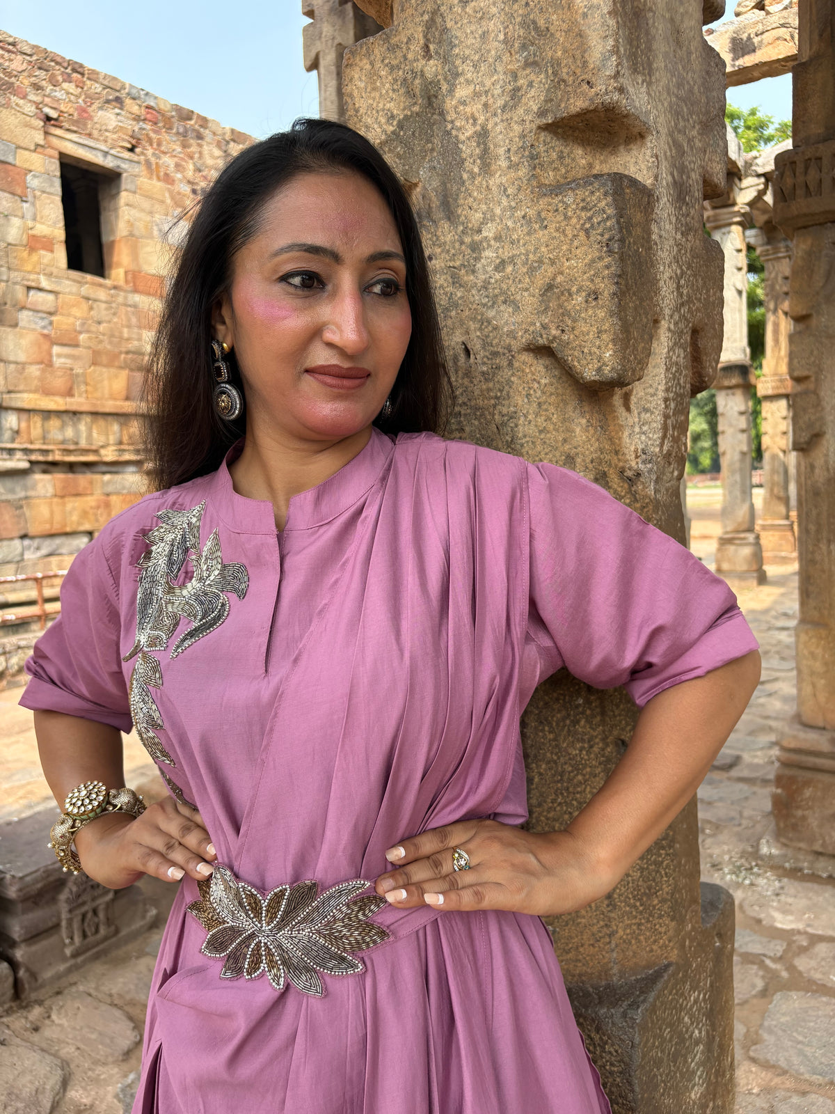 Rangraaz Lilac Indowestern Drape Dress