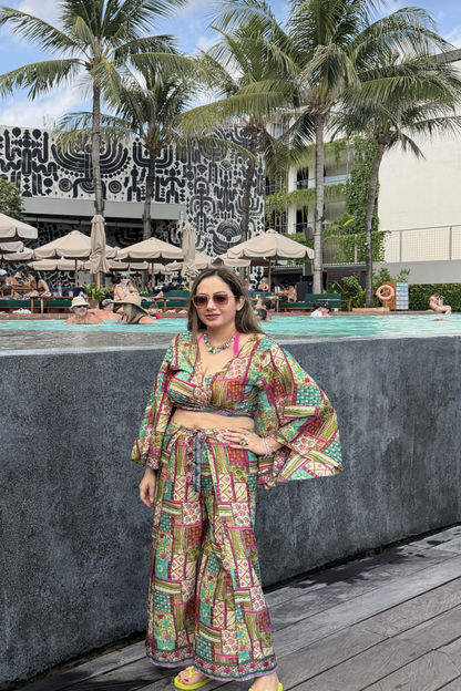 Majenta Green Beach wear (Set of 2) Co-ord Set