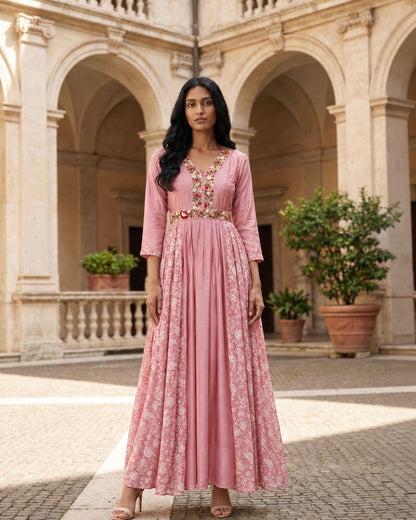 Pink Designer long Anarkali Dress
