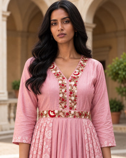 Pink Designer long Anarkali Dress