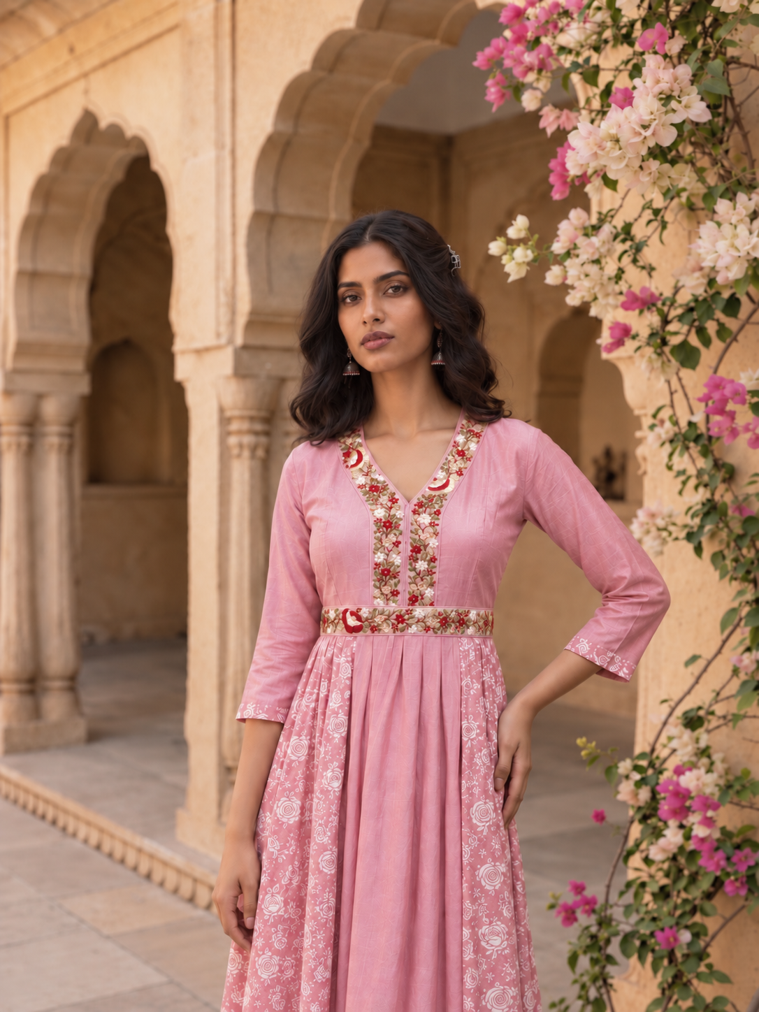 Pink Designer long Anarkali Dress