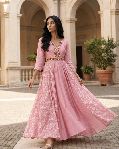 Pink Designer long Anarkali Dress