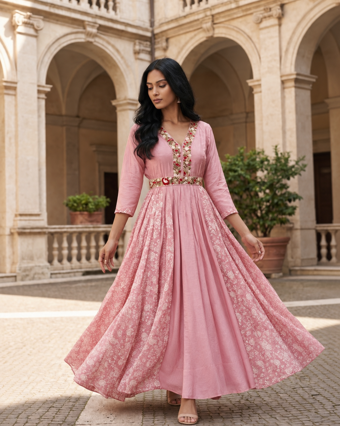 Pink Designer long Anarkali Dress