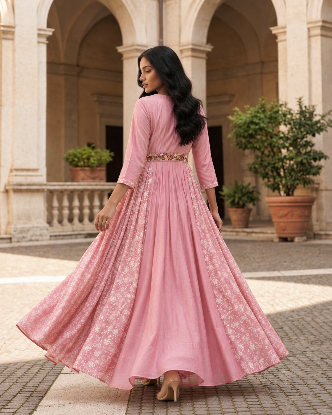 Pink Designer long Anarkali Dress