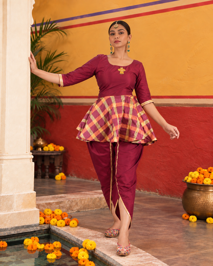 Dark Maroon Dandiya Dress