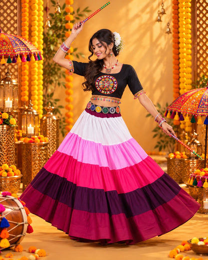 Gherdar Pink Dandiya Lehanga (Set of 2)