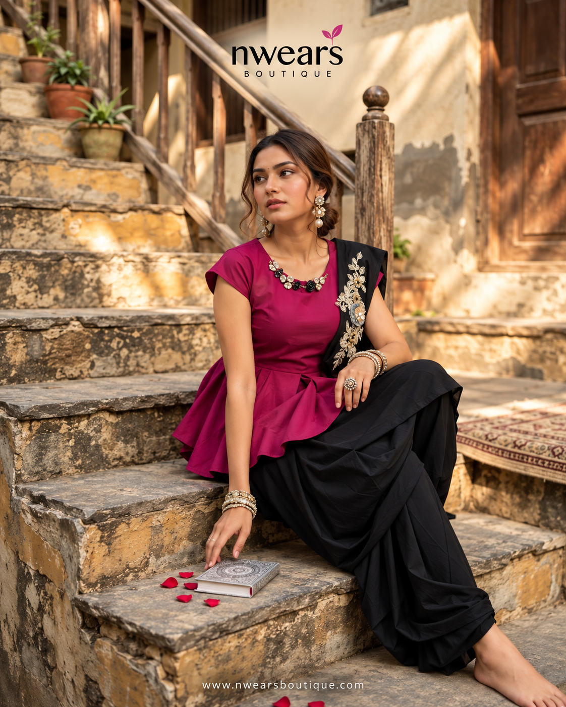 Magenta Drape saree  Dress