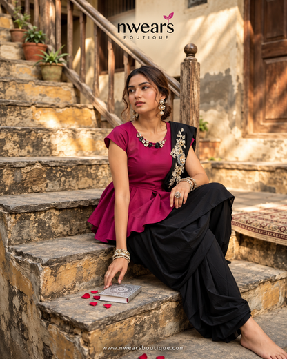 Magenta Drape saree  Dress