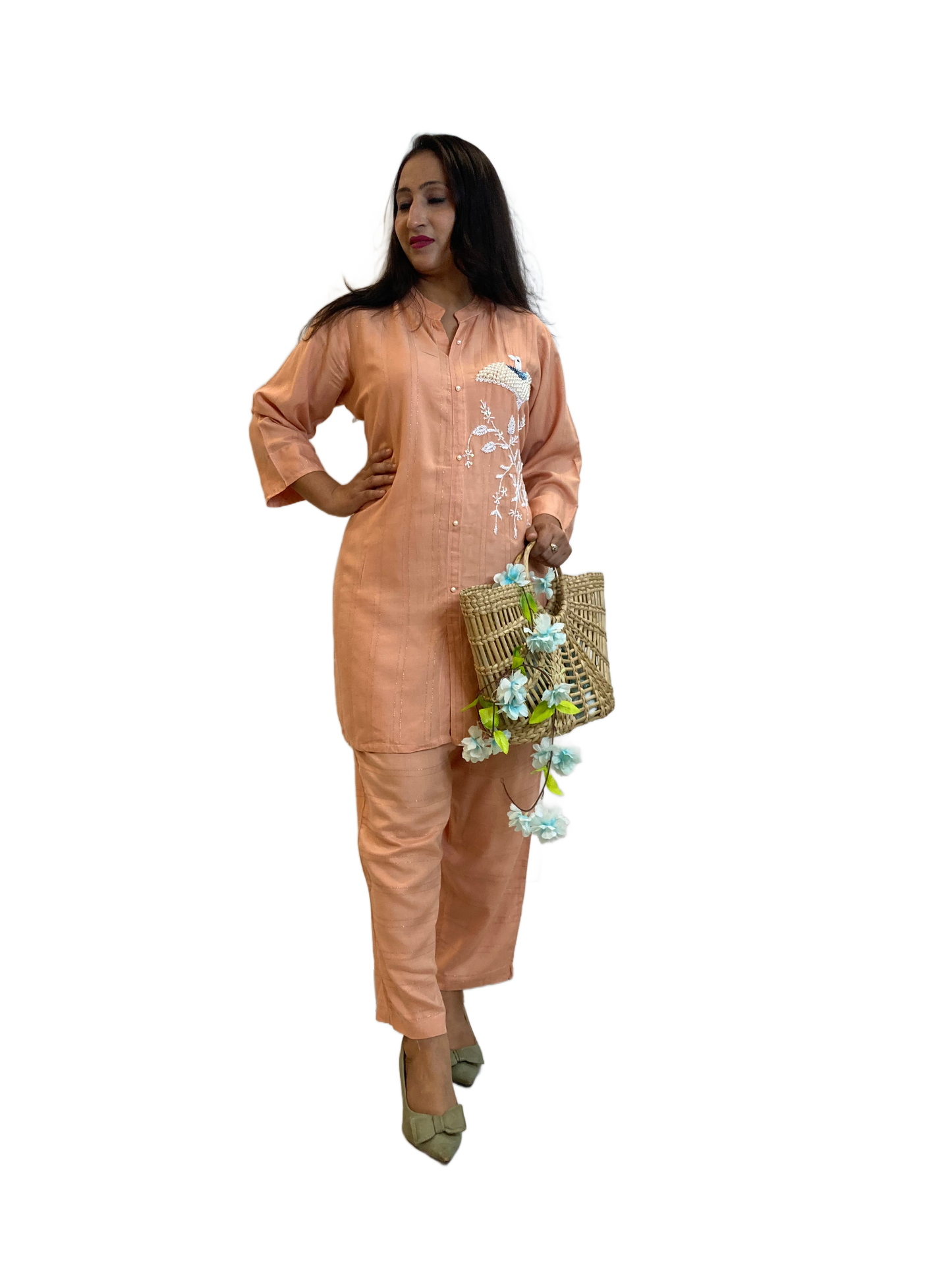 Eve Peach Hand Crafted Co-Ord Set