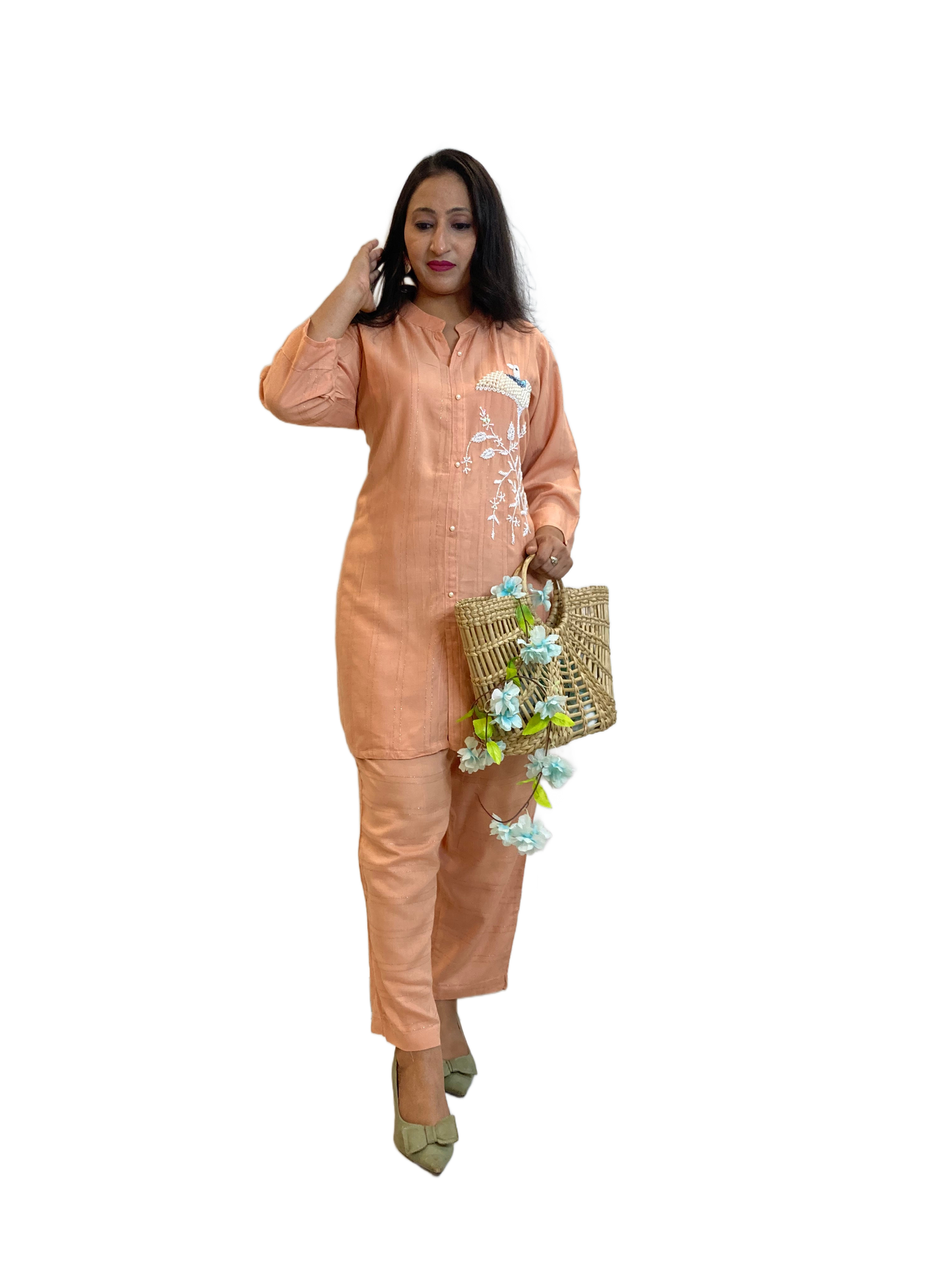 Eve Peach Hand Crafted Co-Ord Set