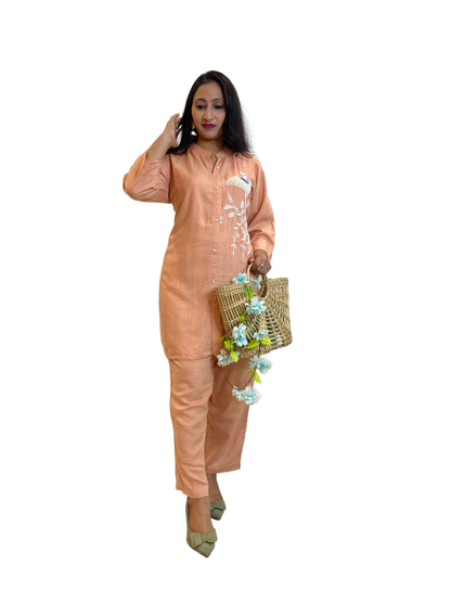 Eve Peach Hand Crafted Co-Ord Set