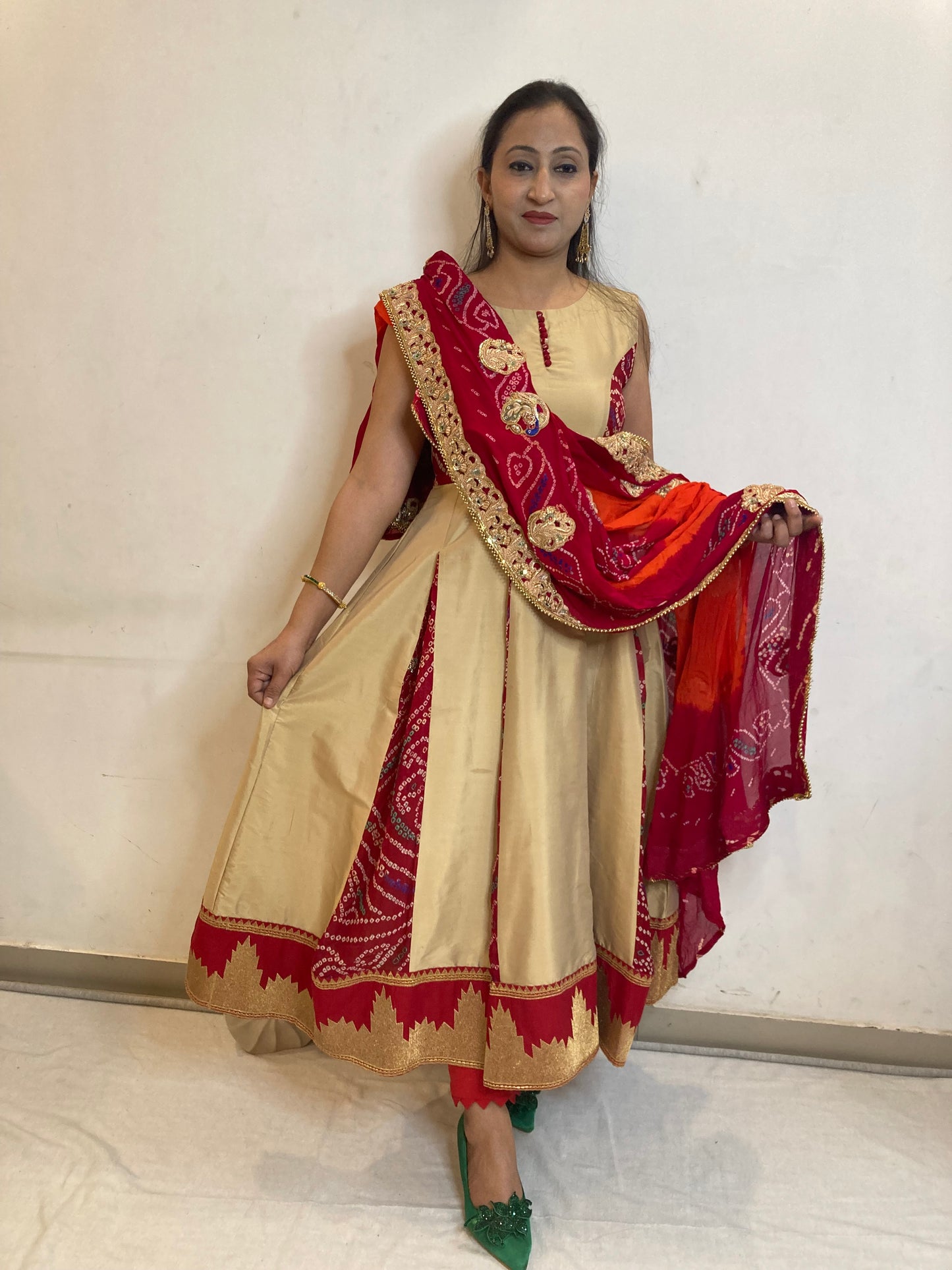 Golden Maroon Rajwada Anarkali Dress