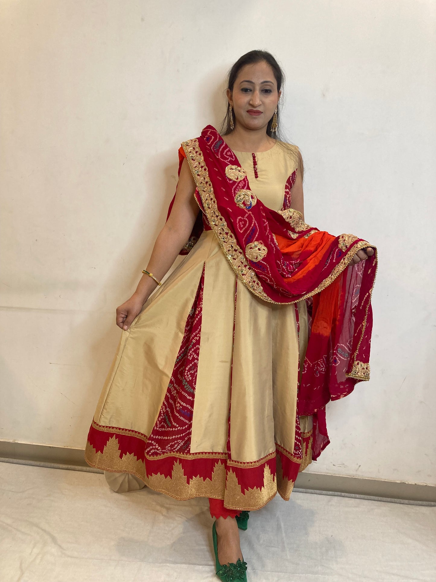 Golden Maroon Rajwada Anarkali Dress