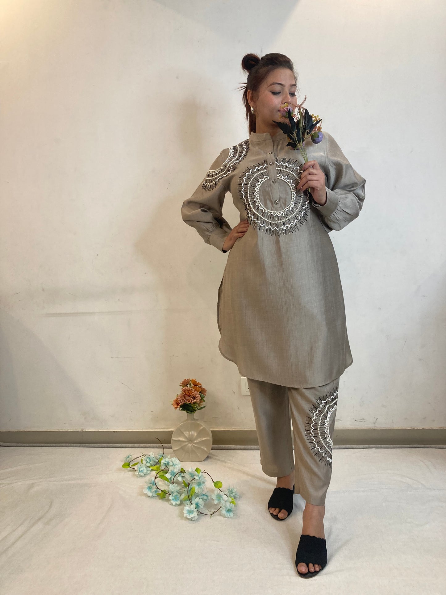 Sufia Grey Sequenced Co-Ord Set