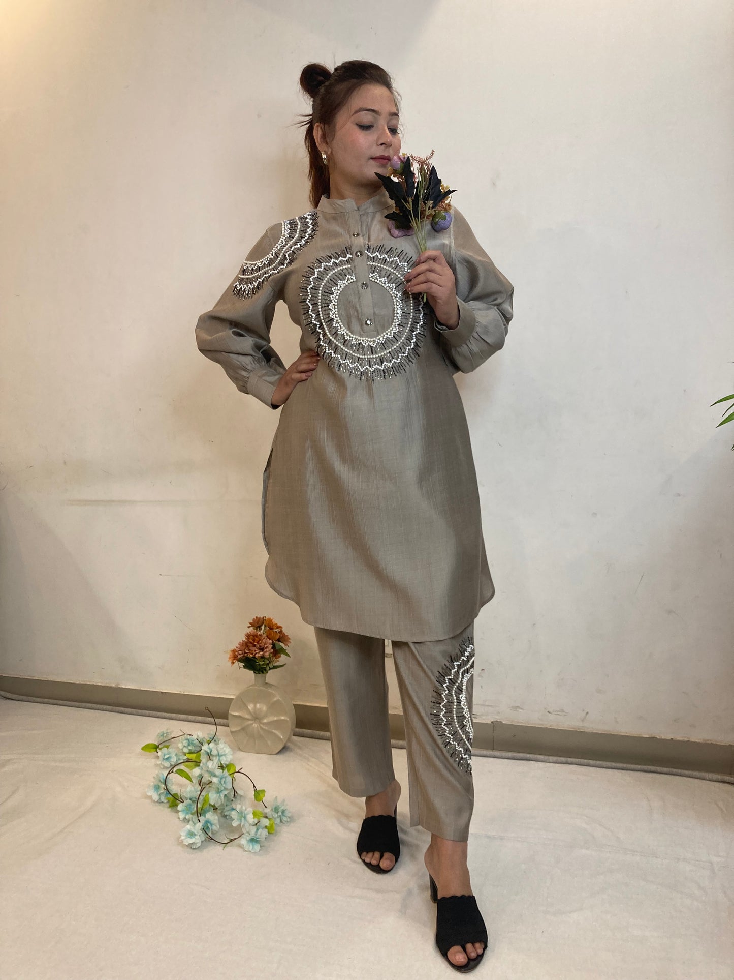 Sufia Grey Pearl Co-Ord Set