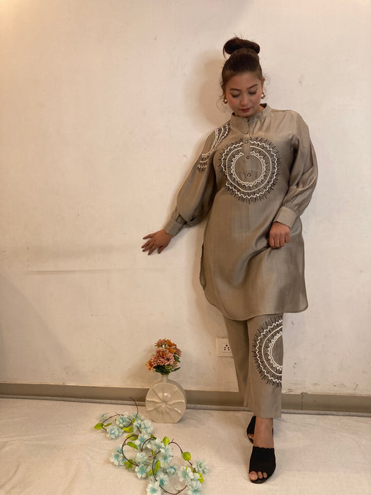 Sufia Grey Pearl Co-Ord Set