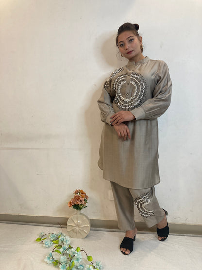 Sufia Grey Pearl Co-Ord Set