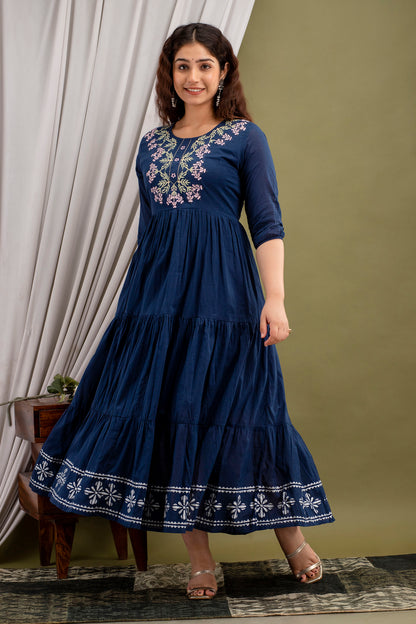denim anarkali dress Denim Blue Georgette Sequined Anarkali Gown with Dupatta Online FABGO20290 FABANZA UK