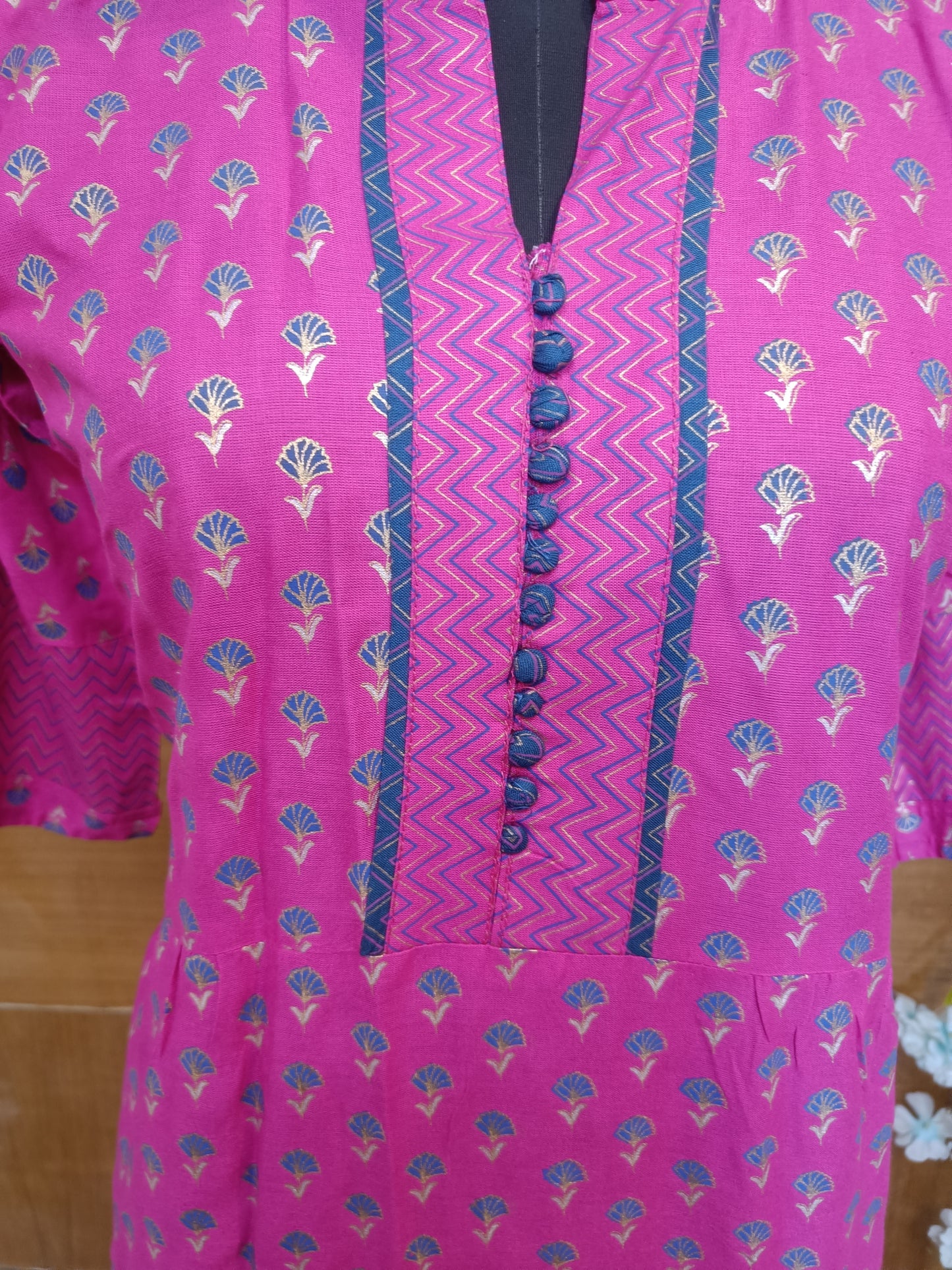 Rani Pink Potli Button Anarkali Dress