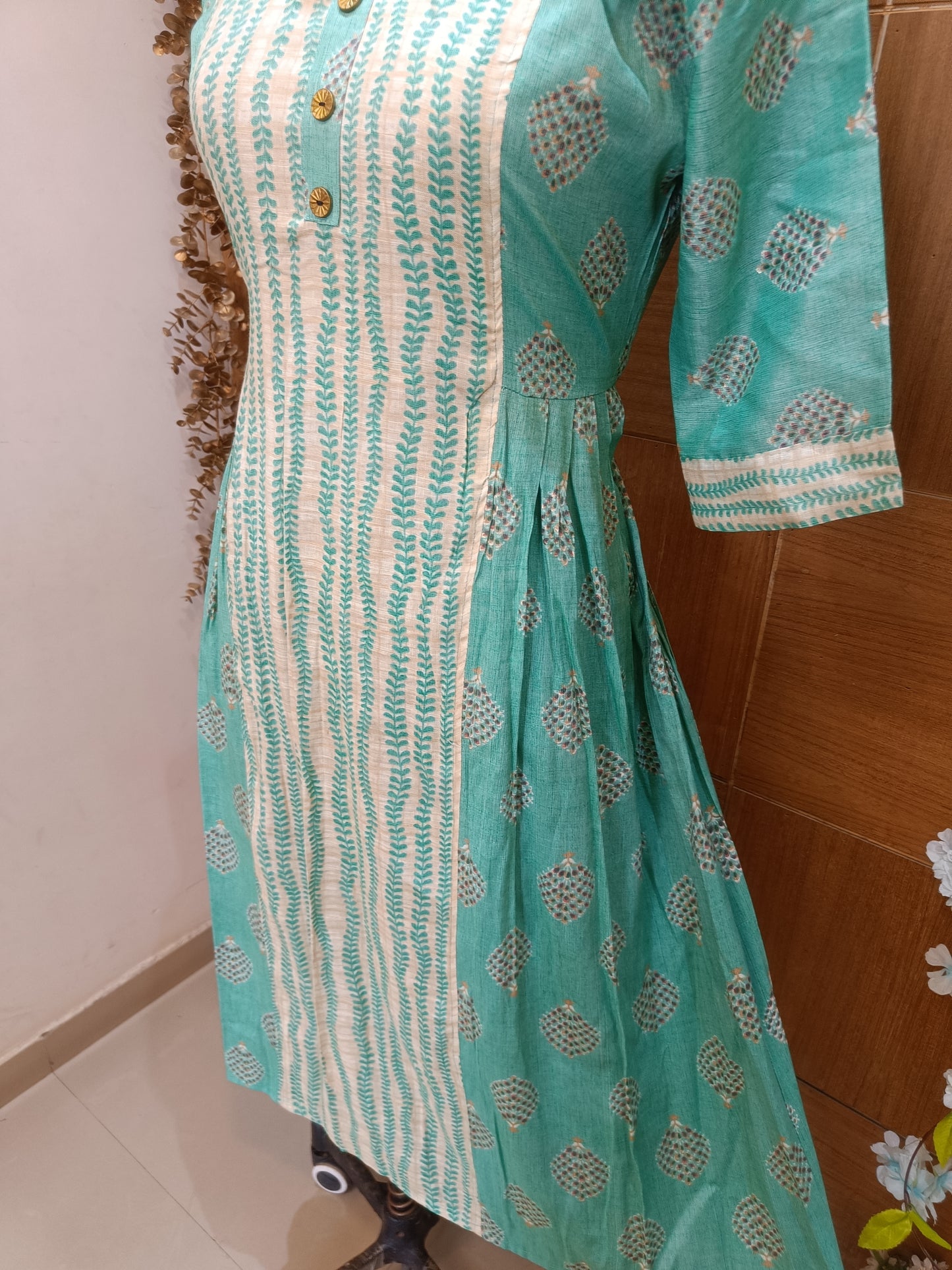 Sea Green Side Pleated Anarkali