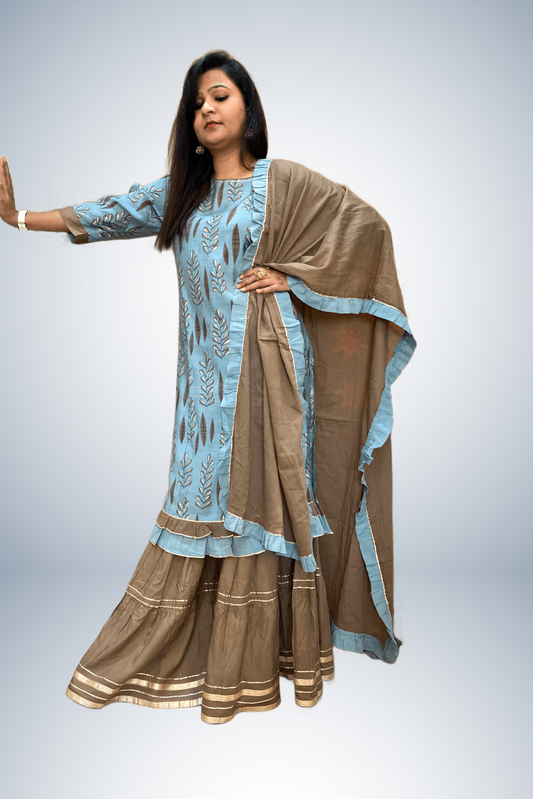 Ice Blue Sharara Suit Set