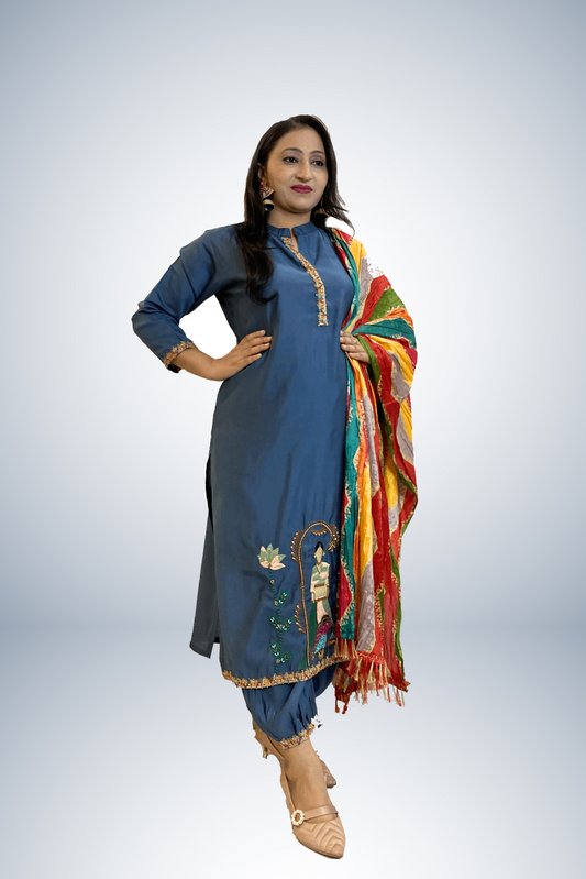 Rajwada Blue Afgani Suit set