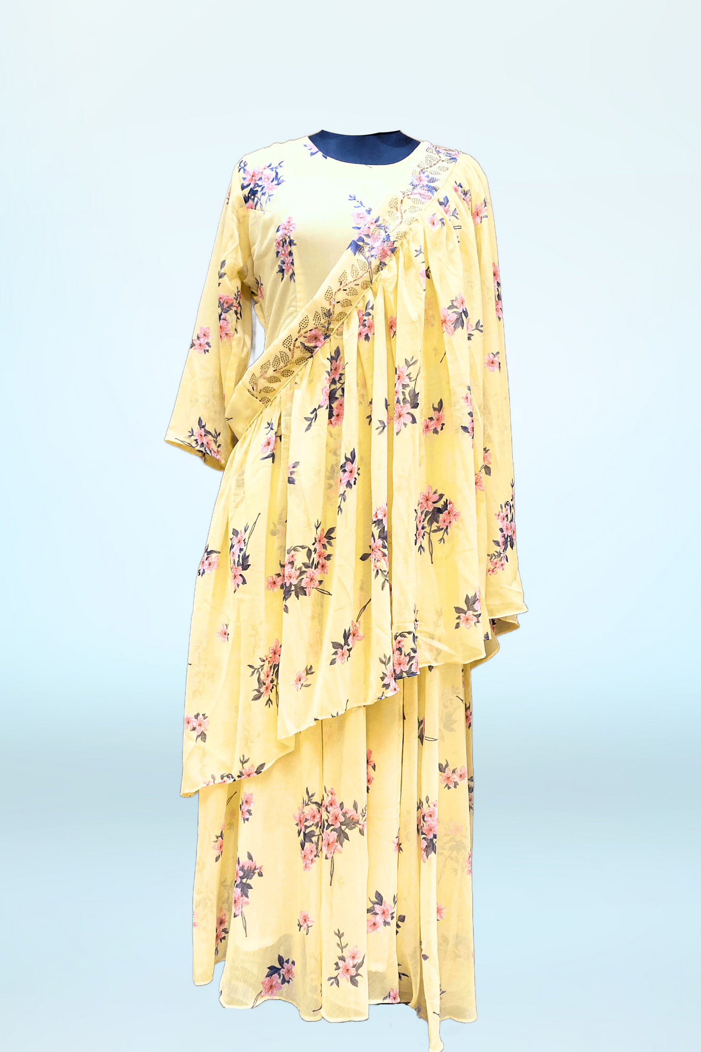 Yellow long  cape  Dress