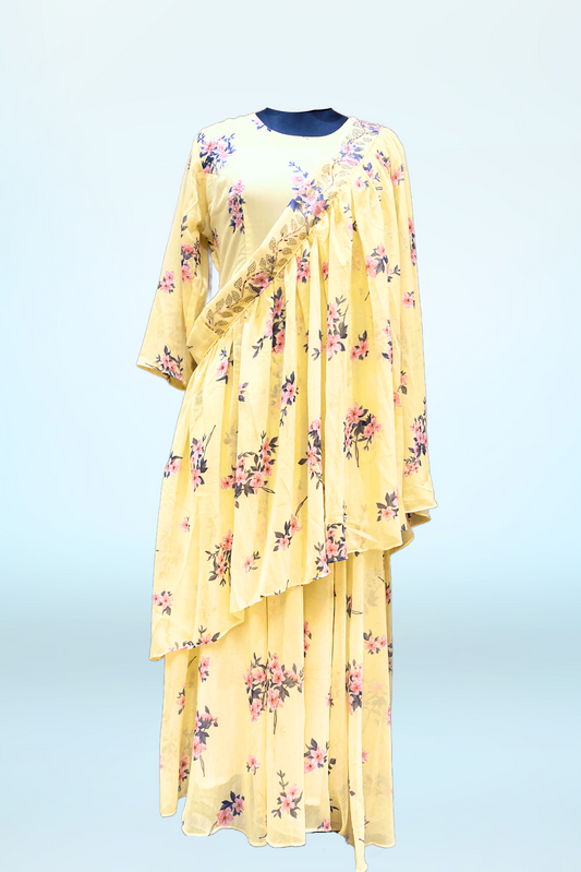 Yellow long  cape  Dress