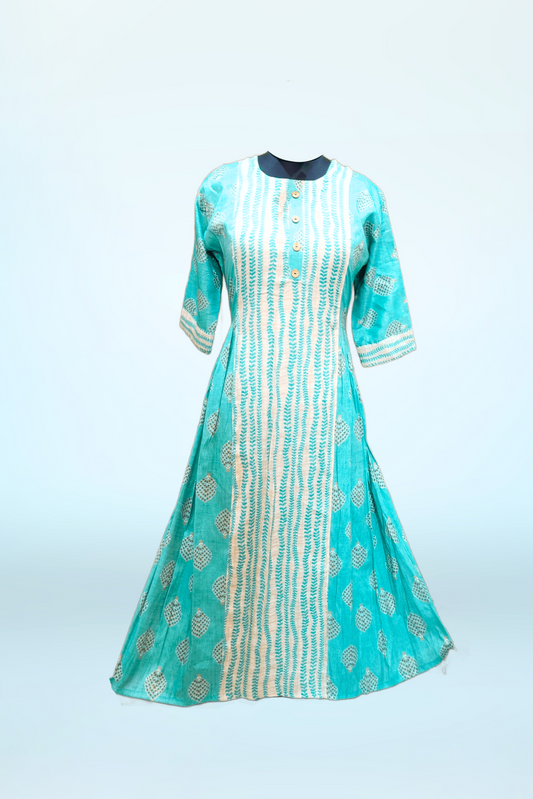 Sea Green Side Pleated Anarkali