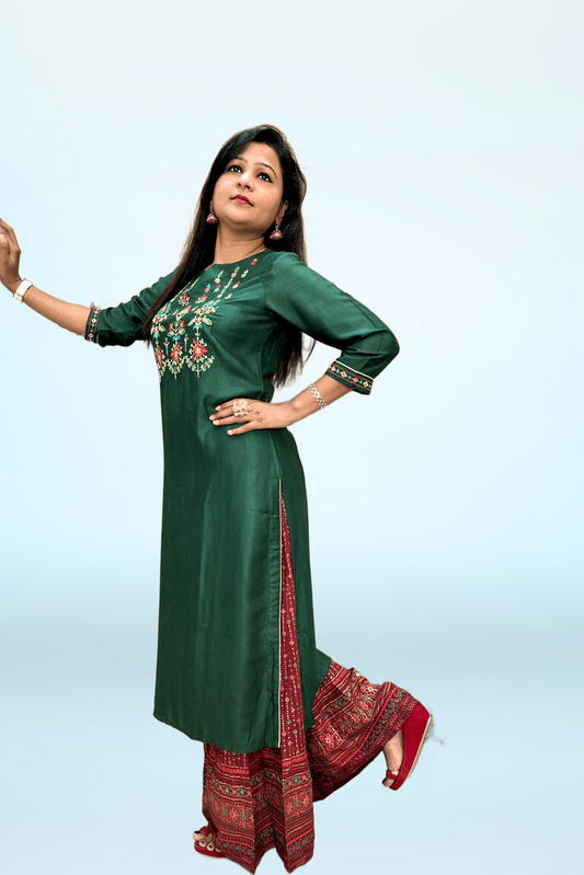 Green & Maroon sharara  (Set Of 2) Suit Set