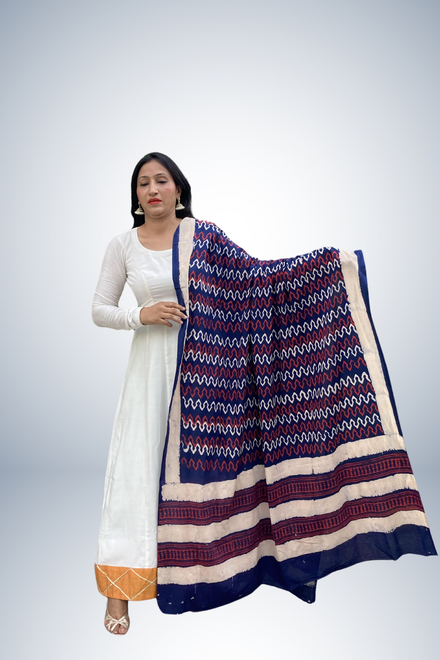 Blue Ethnic Cotton Dupatta