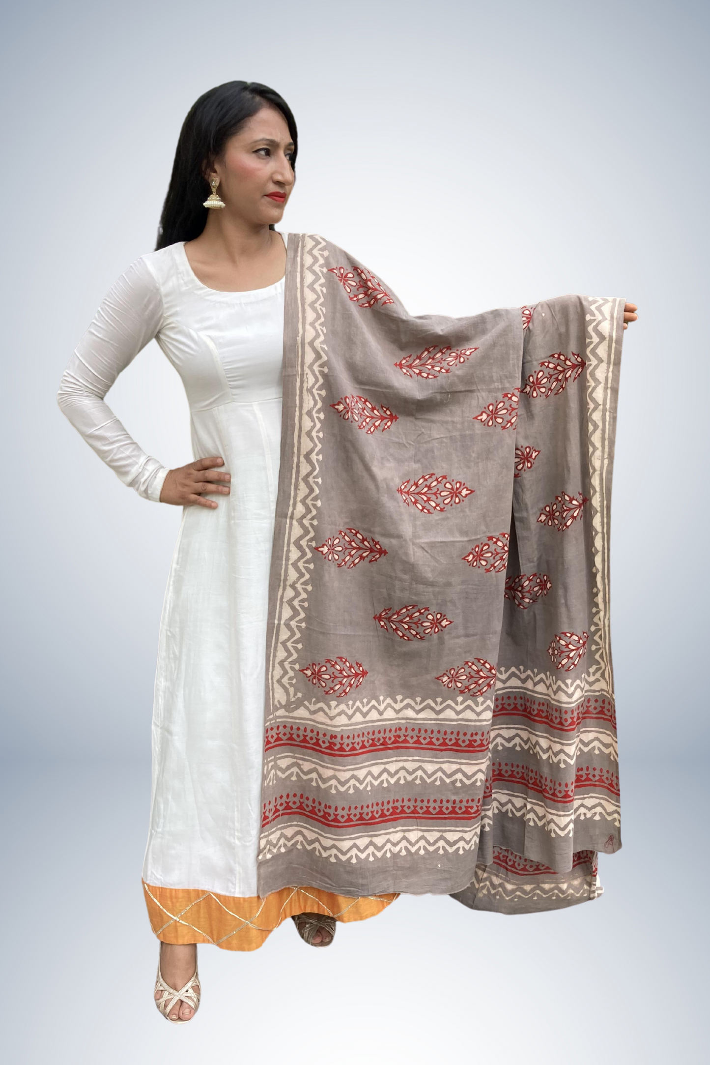 Brown Ethnic Cotton Dupatta