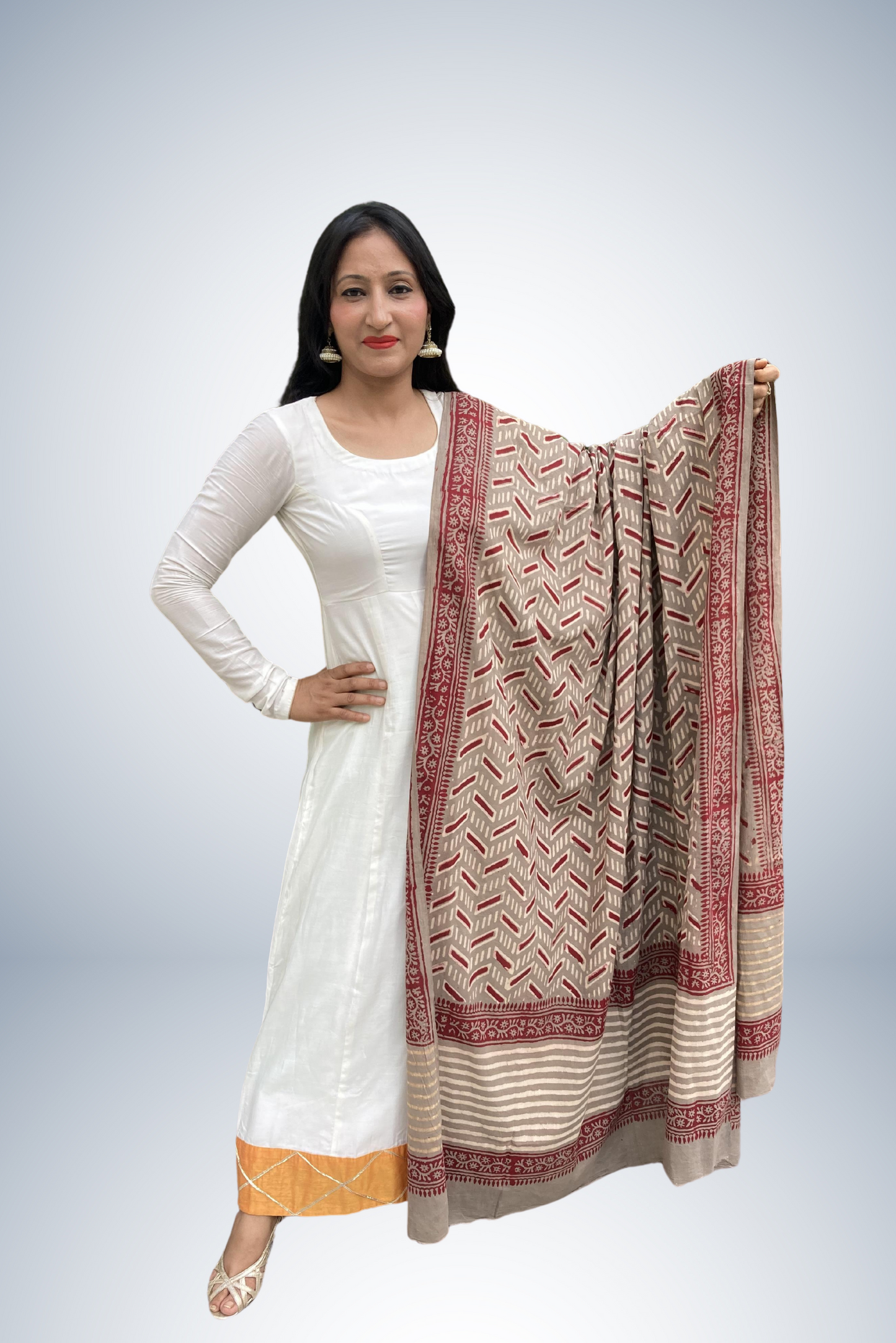 Taupe Brown Ethnic Cotton Dupatta