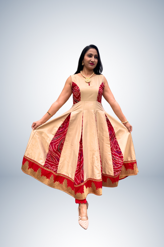 Golden Maroon Rajwada Anarkali Dress