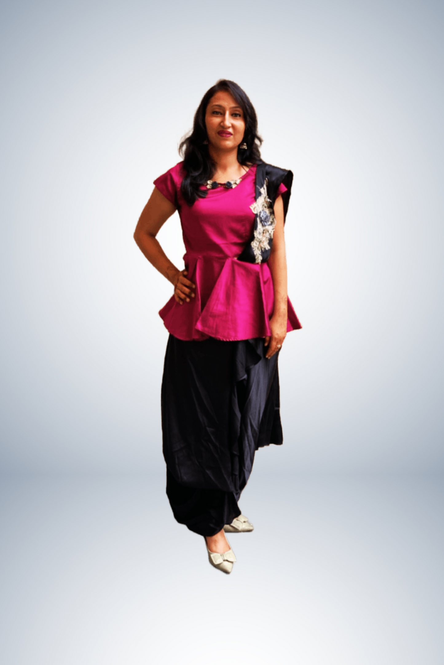 Magenta Drape saree  Dress